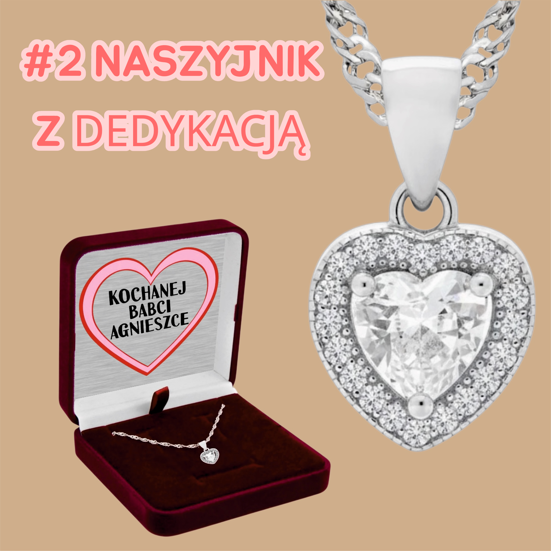 Srebrny Naszyjnik Serce dla Babci z Dedykacją - Personalizowane Prezenty na Dzień Babci | grawerekspres.pl