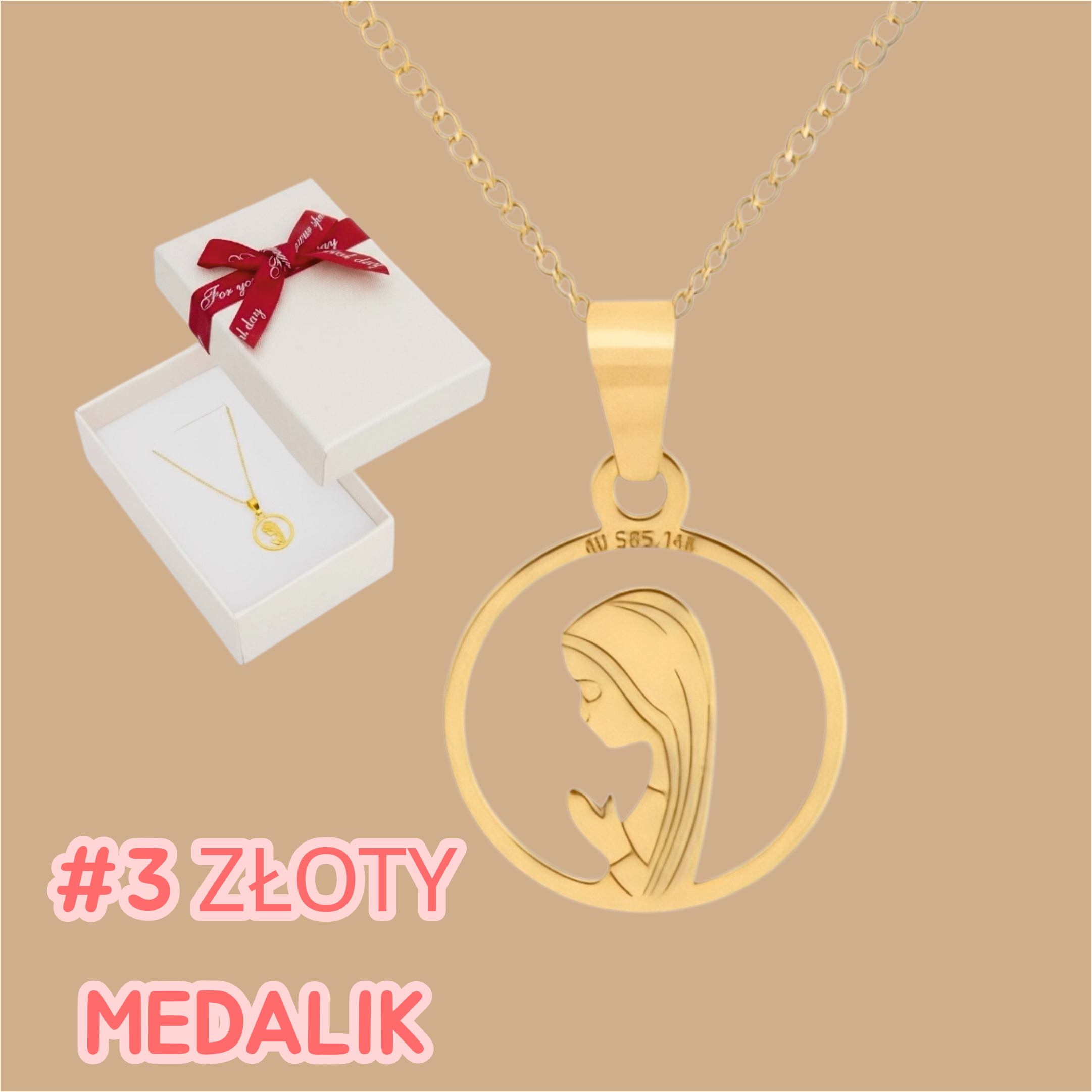 Złoty Medalik dla Babci | grawerekspres.pl