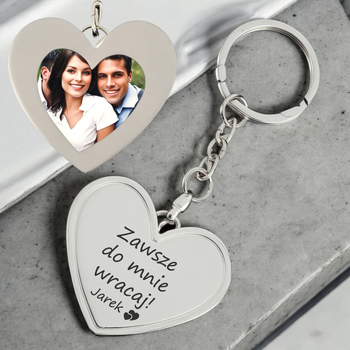Personalizowany Brelok Serce – Ramka na Zdjęcie i Grawer, Idealny Upominek na Walentynki