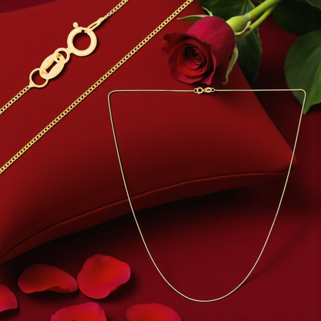 Złoty łańcuszek pr. 585 pancerka – elegancki, cienki, długość 50 cm