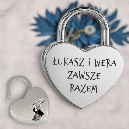 Srebrna Kłódka z Grawerem w Kształcie Serca – Personalizowany Prezent na Walentynki, Most Miłości, Rocznicę