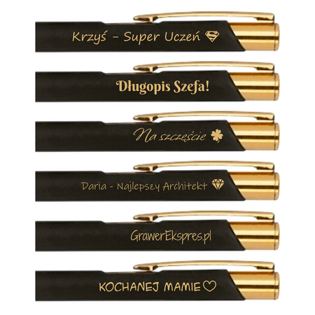 Długopis z Grawerem Czarno-Złoty – Prezent Biznesowy w Pudełku z Dedykacją