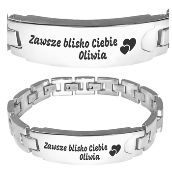 Premium Męska Bransoleta 22 cm z Grawerem – Personalizowany Prezent z Funkcją ICE, Stal 316L, Idealny na Walentynki, Dzień Ojca, Urodziny, Imieniny, Boże Narodzenie