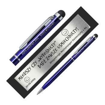 Długopis aluminiowy niebieski Touch Tip Grawer Dedykacja Prezent dla Chłopaka
