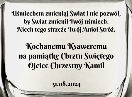 Skarbonka metalowa srebrna Auto Grawer Prezent na Chrzest Święty na Roczek