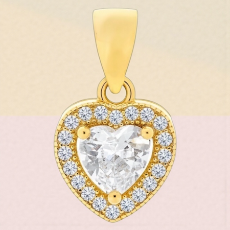 Zawieszka serduszko 9mm – srebro 925 pozłacane, białe cyrkonie, styl markiza, 1g