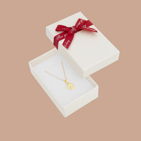 Złoty Medalik z Matką Boską Fatimską w okręgu z Łańcuszkiem Ankier próby 585 – Prezent na Chrzest, Komunię i Bierzmowanie