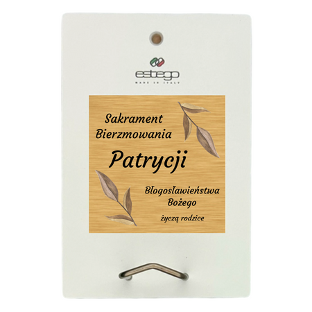 Pamiątka Bierzmowania – Obrazek malowany na drewnie Estego 10x15 z Indywidualną Dedykacją | Personalizowany Prezent Religijny dla Bierzmowanych od Rodziców, Dziadków i Chrzestnych