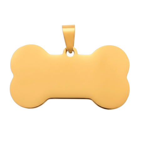 Zawieszka Adresówka dla psa kość złota ze stali nierdzewnej 4 x 2,7 cm z grawerem