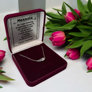 Srebrna bransoletka skrzydło ze stali szlachetnej 316L - Personalizowany Prezent dla NIEJ, na Dzień Kobiet, Uroidziny, Imieniny, Walentynki, pod choinkę, na Mikołajki