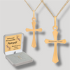 Krzyżyk z łańcuszkiem złoty pr. 585 z grawerem w pudełku welurowym z dedykacją