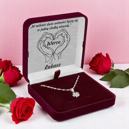 Naszyjnik Srebrny 925 z Koniczynką i Grawerem – Personalizowana Biżuteria z Łańcuszkiem Singapur