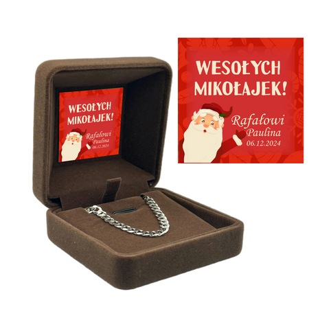 Srebrna Bransoletka 925 21 cm Męska Pancerka z Personalizacją - Personalizowany Prezent dla Chłopaka, Męża, Taty - Personalizowany prezent 