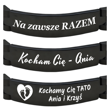 Czarna Stalowa Bransoleta 20 cm z Grawerem – Unikatowy Personalizowany Prezent dla Mężczyzny, ICE, Walentynki, Dzień Ojca, Urodziny, Imieniny 