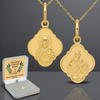 Złoty medalik Szkaplerz 585 z łańcuszkiem ankier diamentowany w szarym pudełku z dedykacją