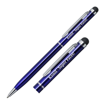 Długopis aluminiowy niebieski Touch Tip Grawer Prezent dla Chłopaka