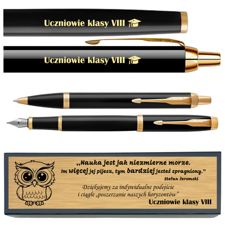 Zestaw Parker IM Czarny GT – Pióro i Długopis z Grawerem w Pudełku z Dedykacją