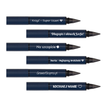 Ołówek Wieczny i Długopis 2w1 Granatowy z Grawerem – Personalizowany Prezent dla Ucznia, Absolwenta, Architekta