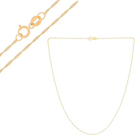 Złoty łańcuszek Singapur 45 cm – próba 585, lekki i elegancki – biżuteria na każdą okazję