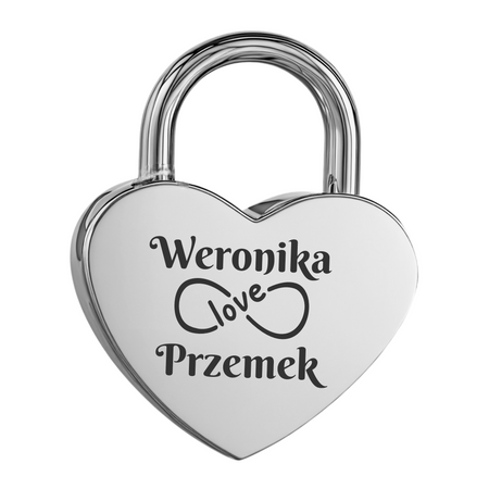 Srebrna Kłódka z Grawerem w Kształcie Serca – Personalizowany Prezent na Walentynki, Most Miłości, Rocznicę