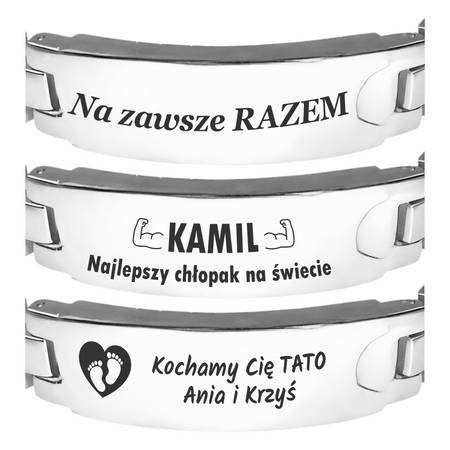 Premium Męska Bransoleta 22 cm z Grawerem – Personalizowany Prezent z Funkcją ICE, Stal 316L, Idealny na Walentynki, Dzień Ojca, Urodziny, Imieniny, Boże Narodzenie 
