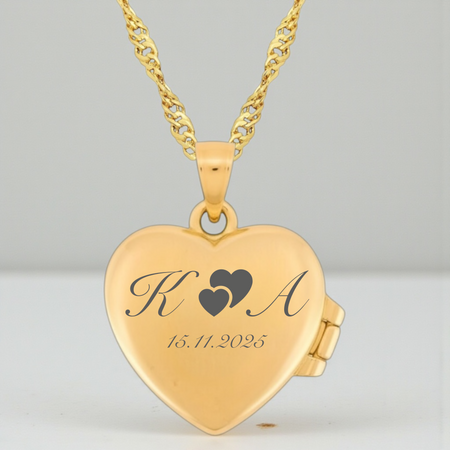 Elegancki naszyjnik sekretnik serce 925 pozłacane, pudełko welurowe z dedykacją – grawer gratis