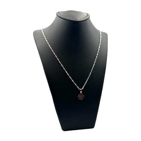 Srebrny Naszyjnik 925 z Koniczynką – Łańcuszek Singapur, Personalizowany Upominek z Grawerem