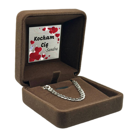 Srebrna Bransoletka 925 21 cm Męska Pancerka z Personalizacją - Personalizowany Prezent dla Chłopaka, Męża, Taty - Personalizowany prezent 