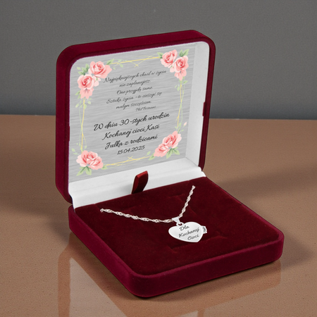 Naszyjnik srebrny sekretnik serce 925 na łańcuszku Singapur – grawer i dedykacja w pudełku