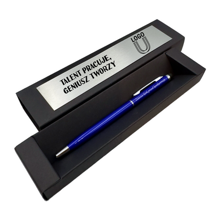 Długopis aluminiowy niebieski Touch Tip Grawer Dedykacja LOGO Gadżet Firmowy
