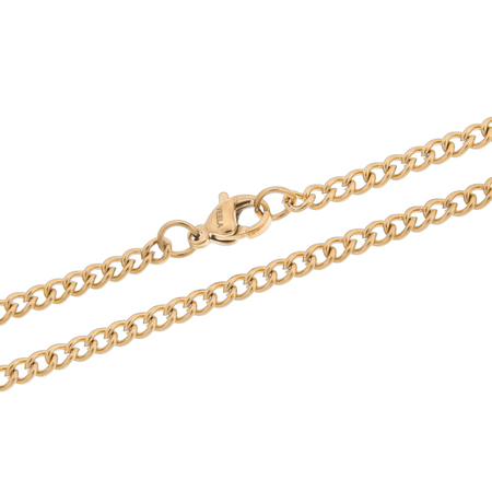 Krzyżyk stalowy czarno-złoty z grawerem – łańcuszek 60 cm