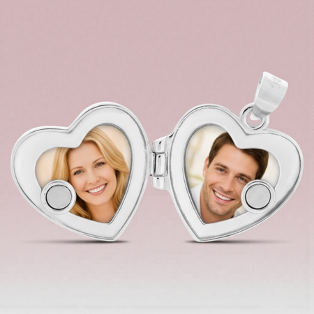 Naszyjnik srebrny sekretnik serce 925 na łańcuszku Singapur – grawer i dedykacja w pudełku