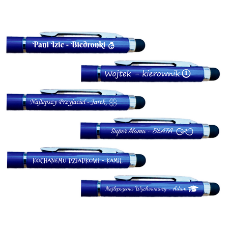 Personalizowany Długopis z Grawerem Touch Tip Niebieski – Gadżet Reklamowy i Prezent Okolicznościowy