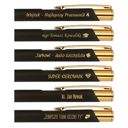 Długopis z Grawerem Czarno-Złoty – Prezent Biznesowy w Pudełku z Dedykacją