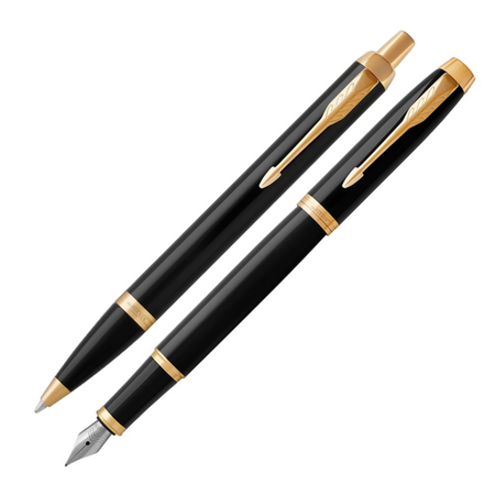 Personalizowany Zestaw Parker IM Black GT – Pióro Wieczne i Długopis Czarny z Grawerem, Prezent na Urodziny i Święta