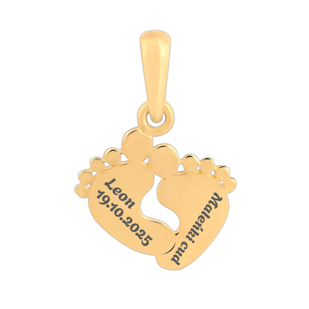 Złoty wisiorek stópki 0,40 g próba 585 – przywieszka z grawerem gratis
