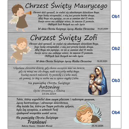 Obrazek malowany na drewnie Twój Anioł Stróż Dedykacja 10×15 cm Prezent na Chrzest