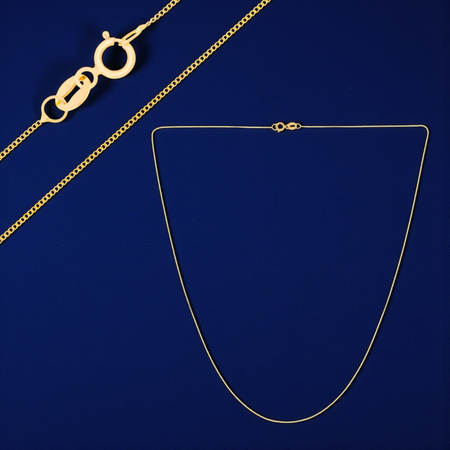 Łańcuszek złoty pr. 585 cienka pancerka 50 cm, waga 0,7 g