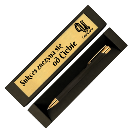 Długopis z Grawerem Czarno-Złoty – Prezent Biznesowy w Pudełku z Dedykacją