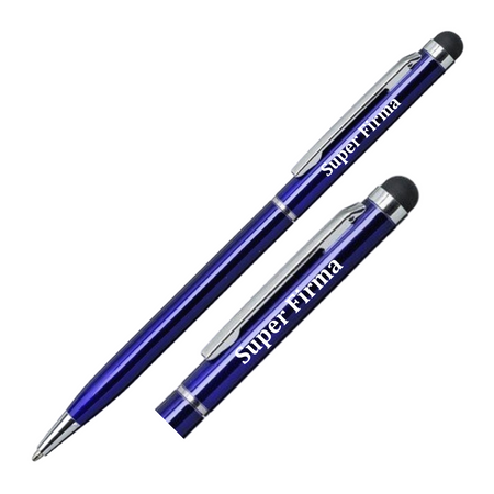 Długopis aluminiowy niebieski Touch Tip Grawer LOGO Gadżet Firmowy
