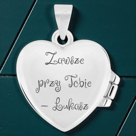 Srebrny sekretnik serce próby 925, płaski puzderko – grawer gratis
