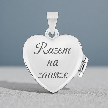 Srebrny sekretnik serce próby 925, płaski puzderko – grawer gratis