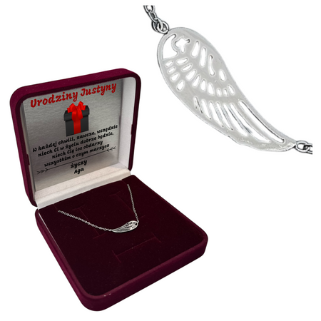 Bransoletka Skrzydło ze Stali Szlachetnej 316L w Kolorze Srebrnym – Personalizowany Prezent w Pudełku z Dedykacją