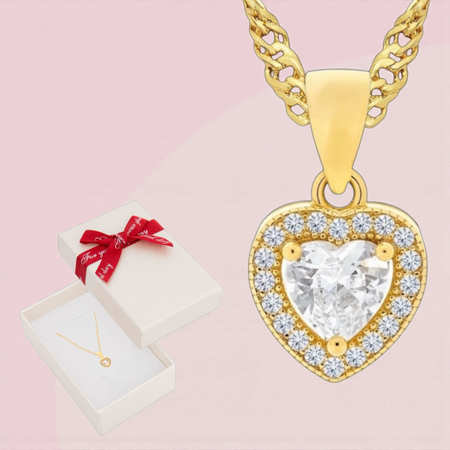 Naszyjnik serce markiza pozłacany na łańcuszku, w pudełku z kokardką – idealny prezent