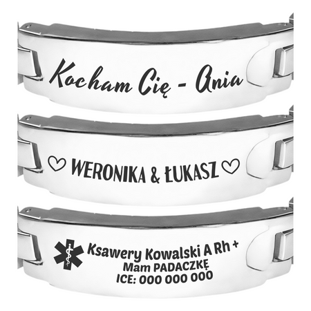 Premium Męska Bransoleta 22 cm z Grawerem – Personalizowany Prezent z Funkcją ICE, Stal 316L, Idealny na Walentynki, Dzień Ojca, Urodziny, Imieniny, Boże Narodzenie 
