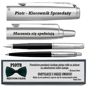 Personalizowany Zestaw Długopis i Pióro Wieczne Parker Jotter Specjal 60 Czarny z Grawerem i Dedykacją – Prezent
