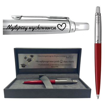 Długopis czerwony Parker Jotter 60 Pudełko Grawer Dedykacja Prezent dla Koleżanki z pracy, dla Nauczycielki, dla mamy, na Urodziny, na Imieniny, pod Choinkę