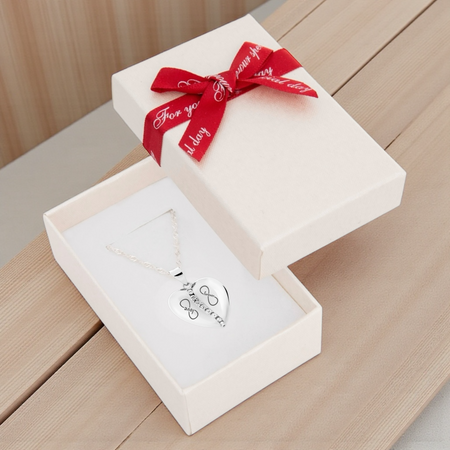 Naszyjnik serce srebro 925 z białymi cyrkoniami – grawer gratis, idealny prezent