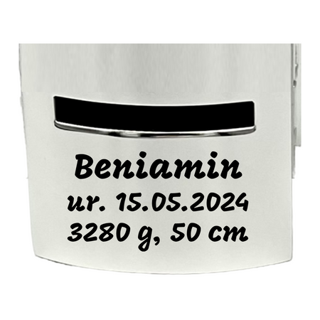 Personalizowana Skarbonka Lokomotywa Zilverstad – Prezent na Chrzest i Roczek