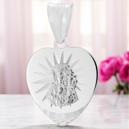 Srebrny Medalik z Grawerem – Matka Boska Częstochowska, Prezent Religijny na Okazje